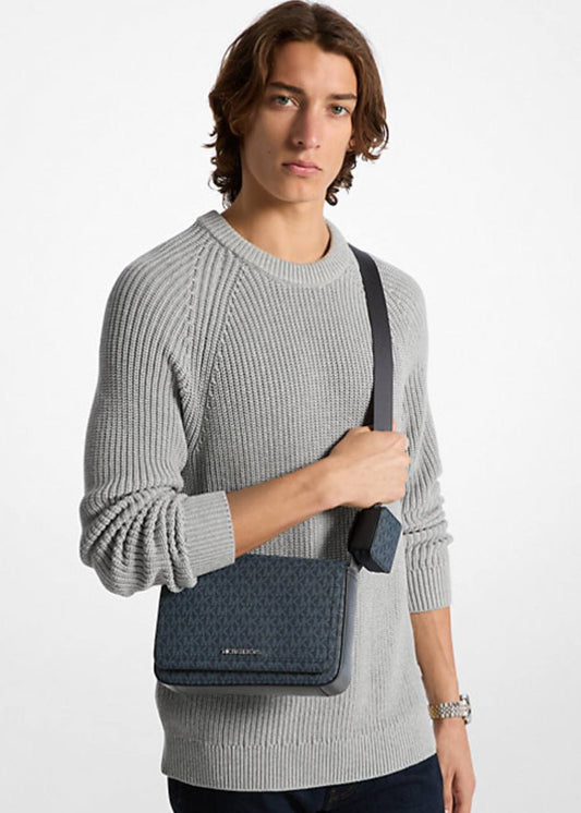 ORIG & IMPORTED Michael Kors MK Cooper Mini Signature Logo Crossbody Men Blue Bag With Pouch
