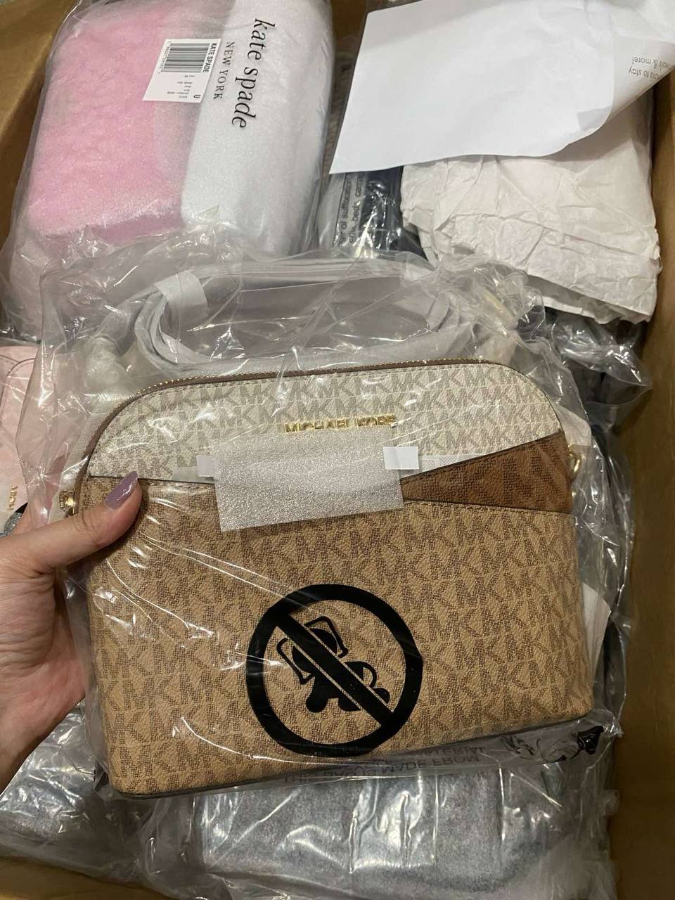 ORIG & IMPORTED Michael Kors MK ColorBlock Signature Logo Crossbody Dome Bag
