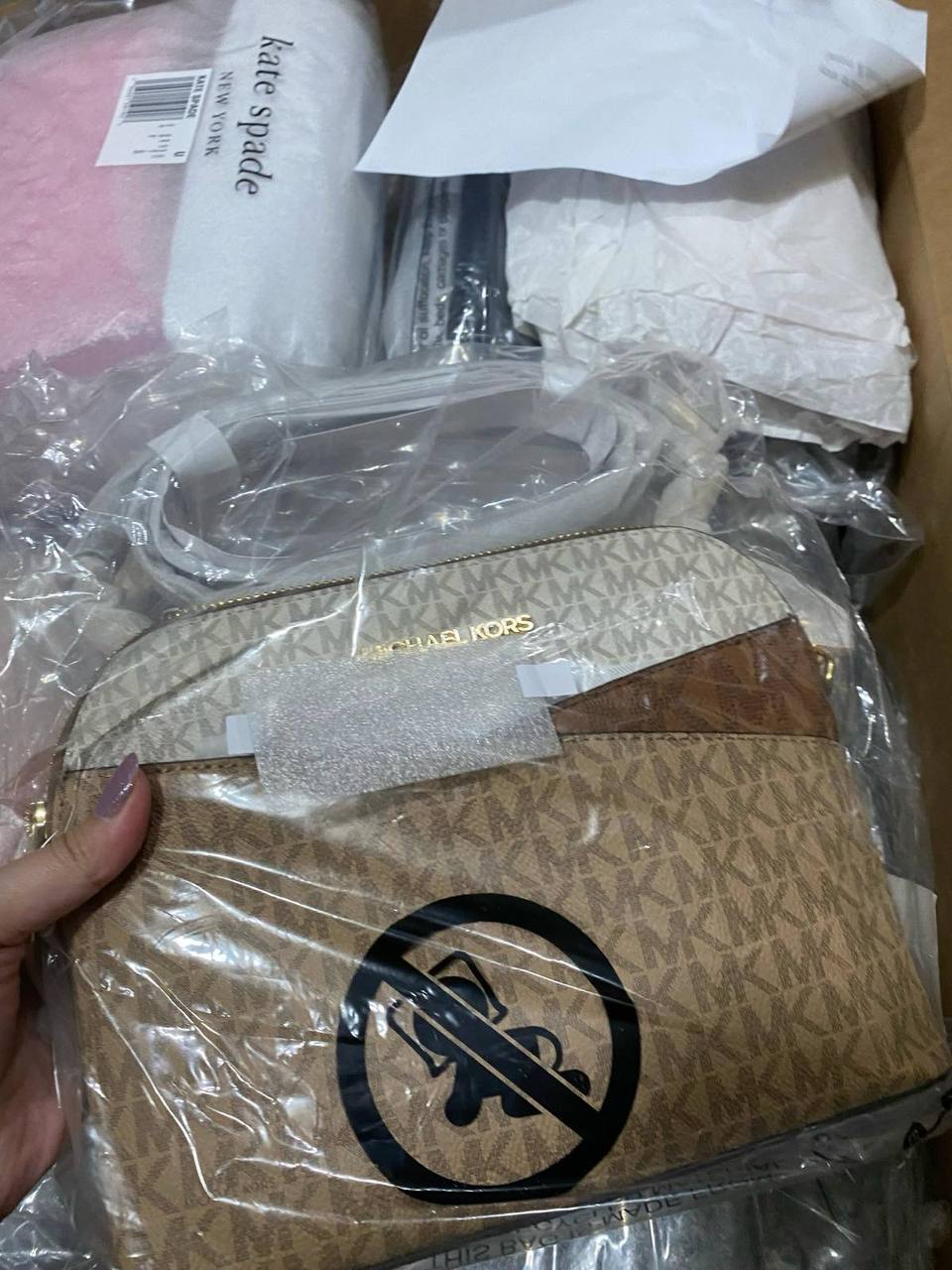 ORIG & IMPORTED Michael Kors MK ColorBlock Signature Logo Crossbody Dome Bag