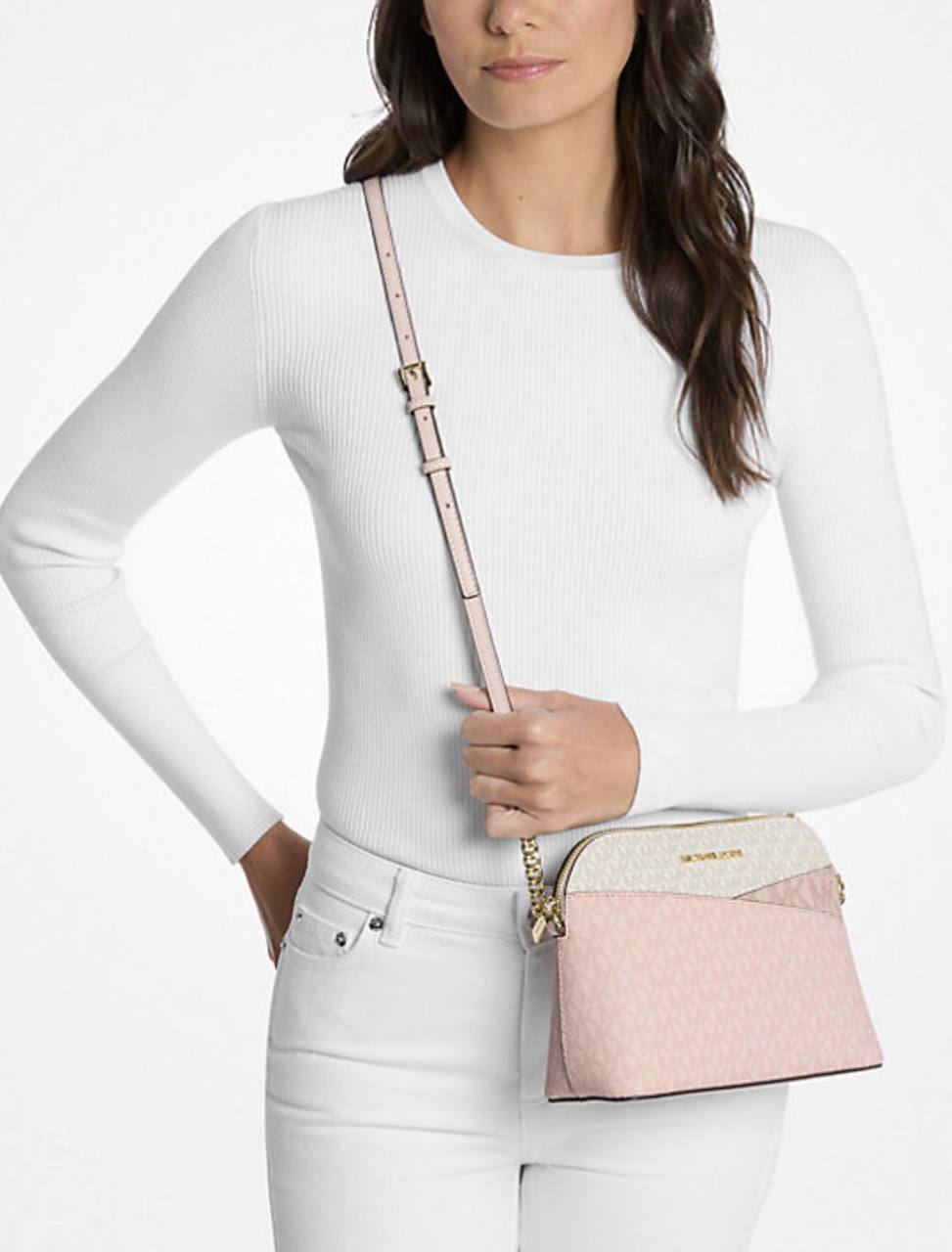 ORIG & IMPORTED Michael Kors MK ColorBlock Signature Logo Crossbody Dome Bag