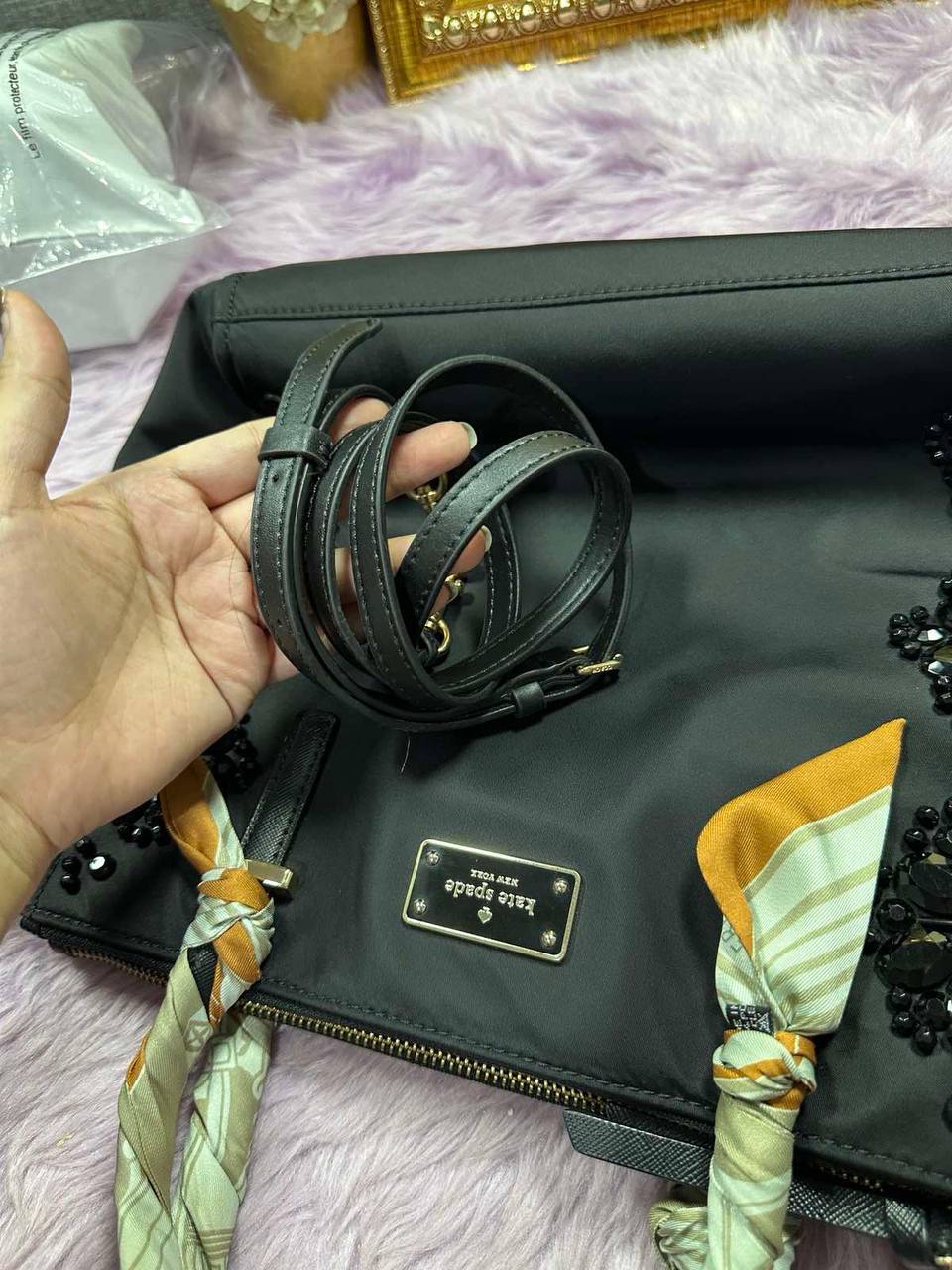 ORIG Preloved Kate Spade KS Wilson Road Alyse Tote Nylon Crossbody Black Bag