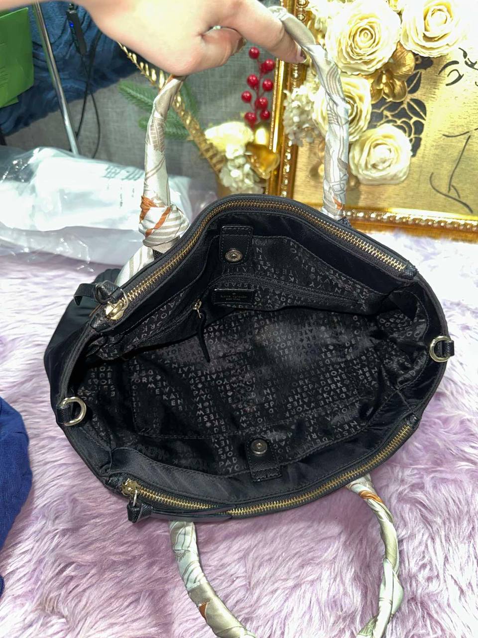 ORIG Preloved Kate Spade KS Wilson Road Alyse Tote Nylon Crossbody Black Bag