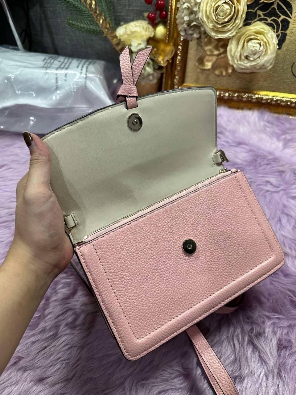 ORIG Preloved Kate Spade KS Knott Flap Crossbody Pink Small Phone Bag