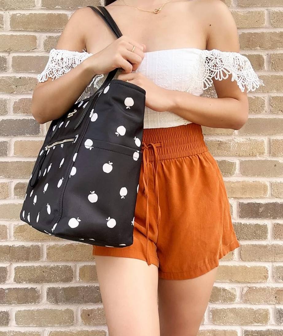ORIG Preloved Kate Spade KS Chelsea Large Floral Nylon Black Tote Bag