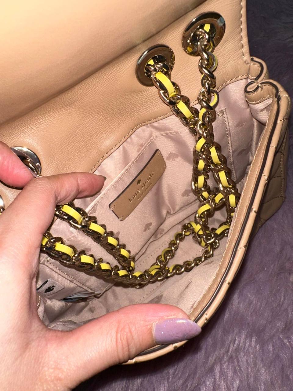 ORIG Preloved Kate Spade KS Emelyn Mini Briar Lane Quilted Chain Crossbody Brown Bag
