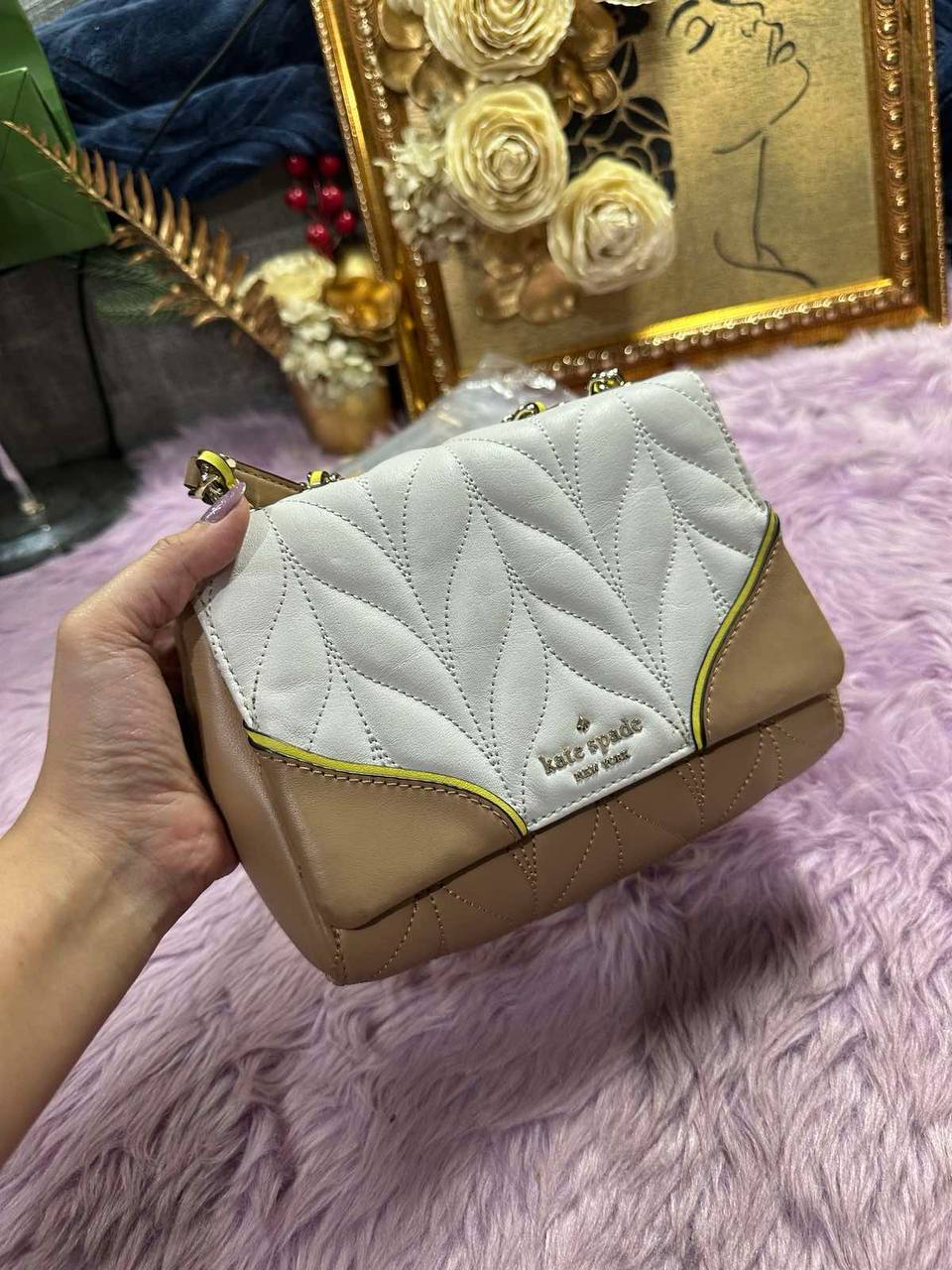 ORIG Preloved Kate Spade KS Emelyn Mini Briar Lane Quilted Chain Crossbody Brown Bag