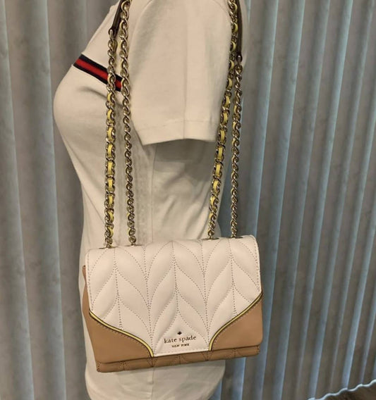 ORIG Preloved Kate Spade KS Emelyn Mini Briar Lane Quilted Chain Crossbody Brown Bag