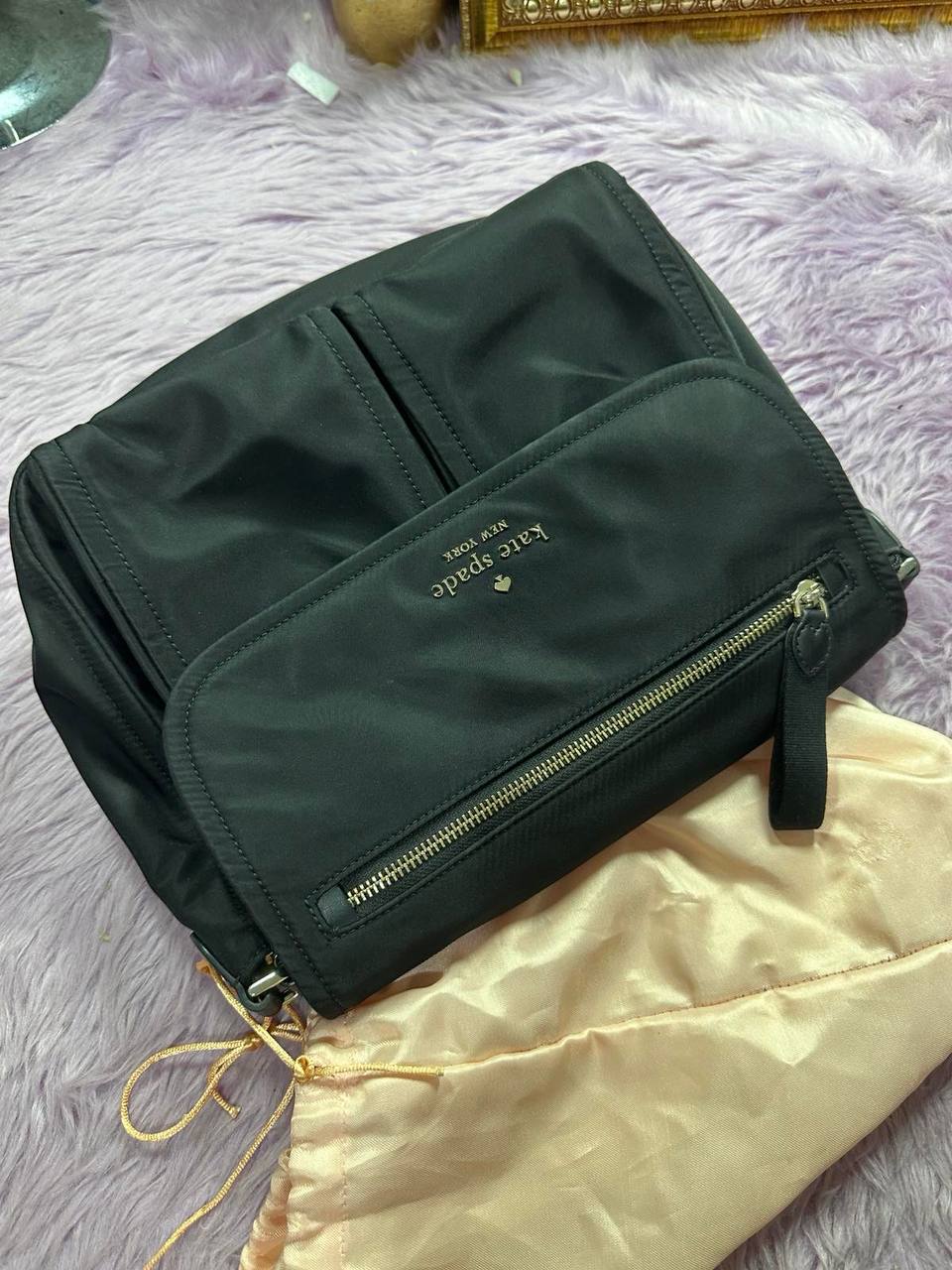 ORIG Preloved Kate Spade KS Chelsea Messenger Nylon Black Bag