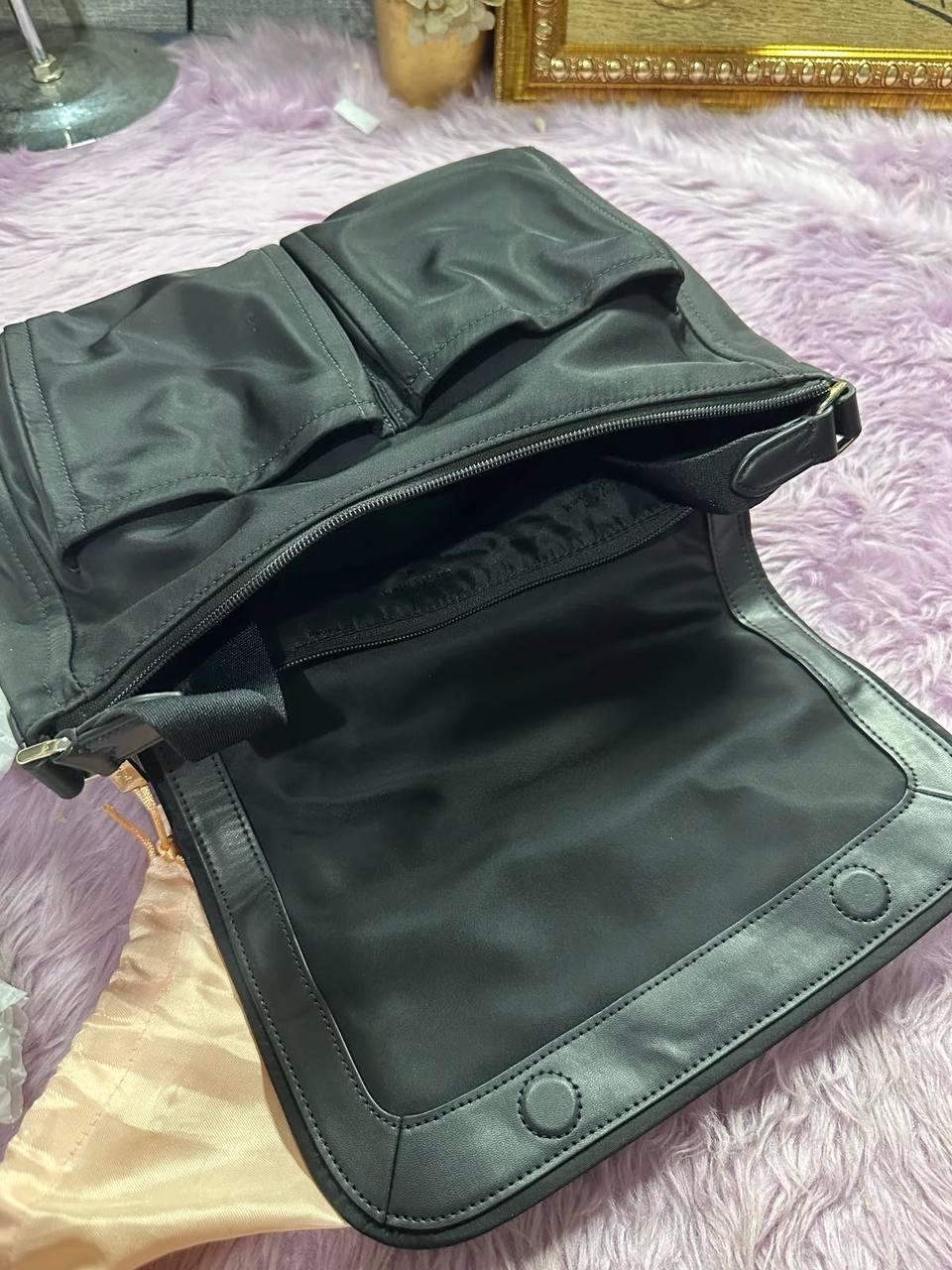 ORIG Preloved Kate Spade KS Chelsea Messenger Nylon Black Bag