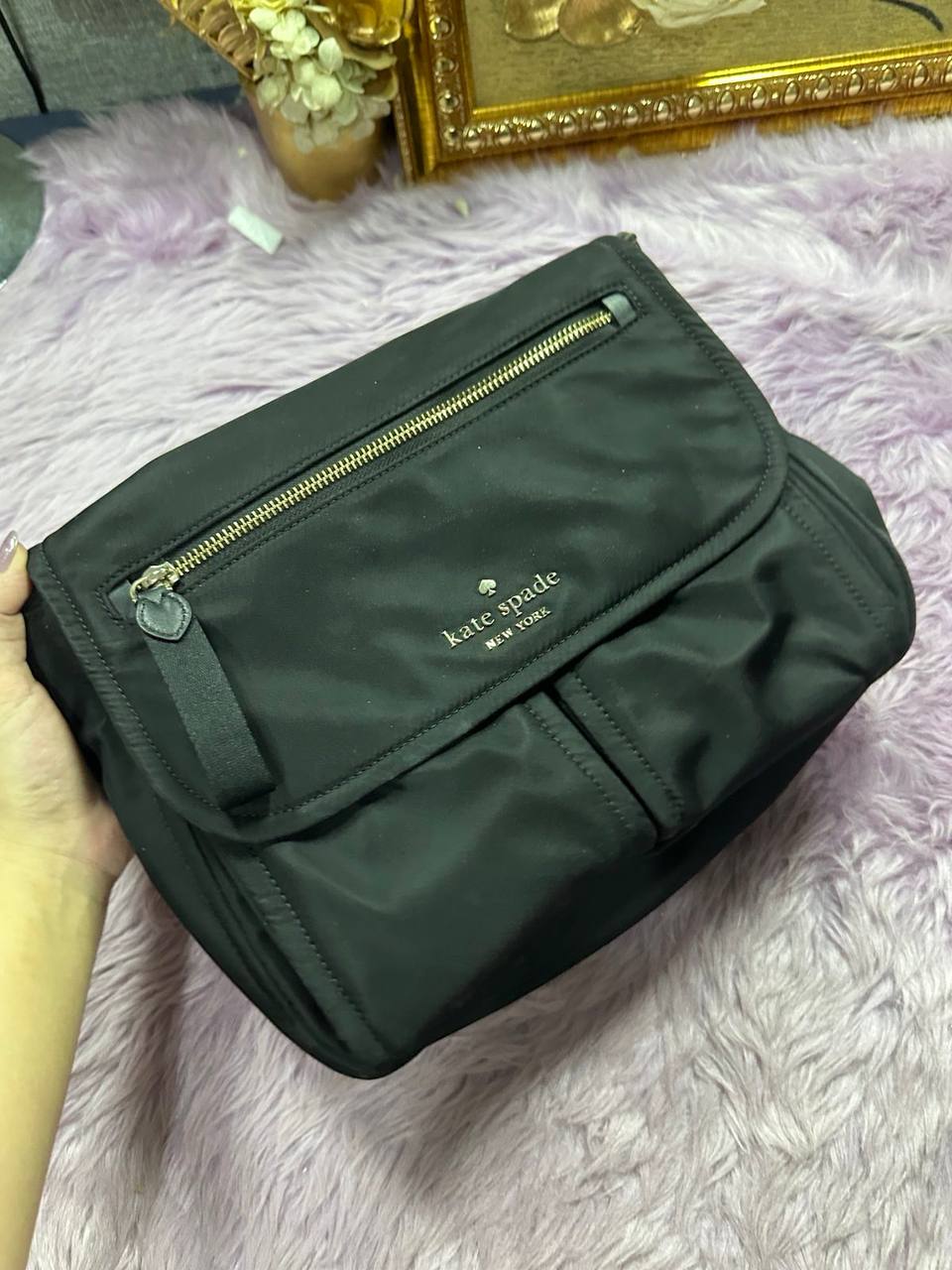 ORIG Preloved Kate Spade KS Chelsea Messenger Nylon Black Bag