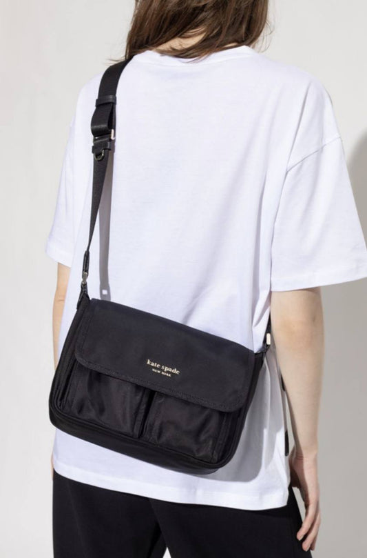 ORIG Preloved Kate Spade KS Chelsea Messenger Nylon Black Bag