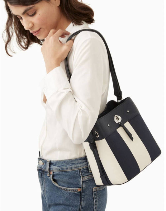 ORIG & IMPORTED Kate Spade KS Marti Small Bucket Bag Jacquard Blue