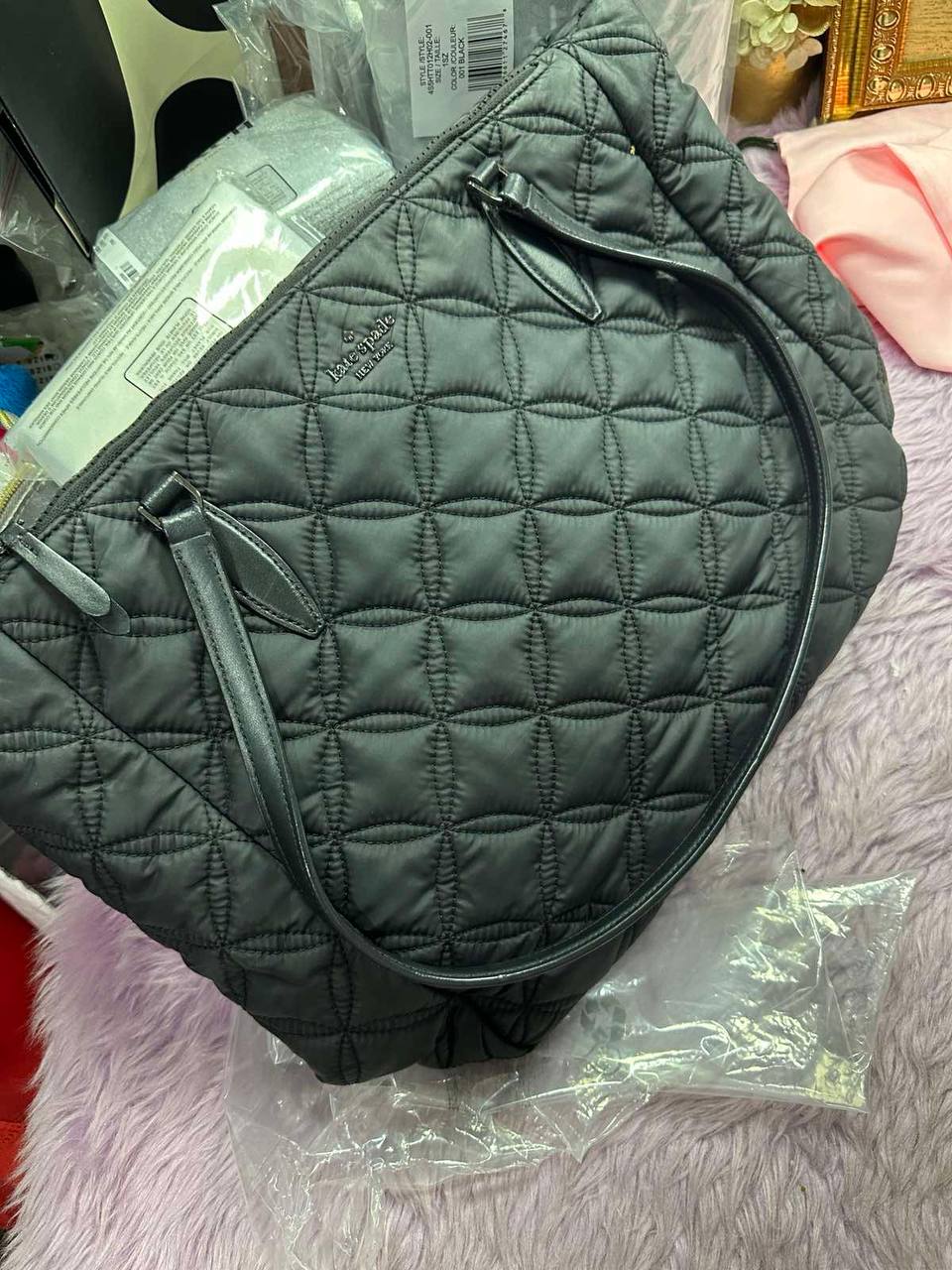 ORIG Preloved Kate Spade KS Jae Quilted Large Nylon Black Tote