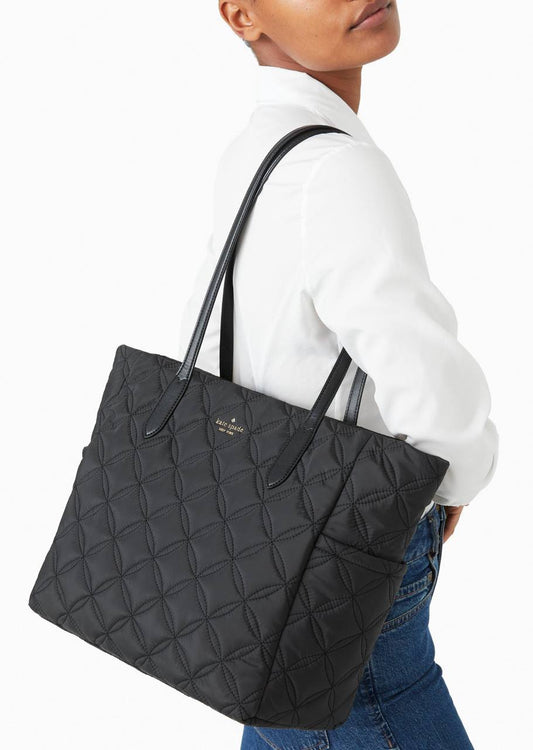 ORIG Preloved Kate Spade KS Jae Quilted Large Nylon Black Tote