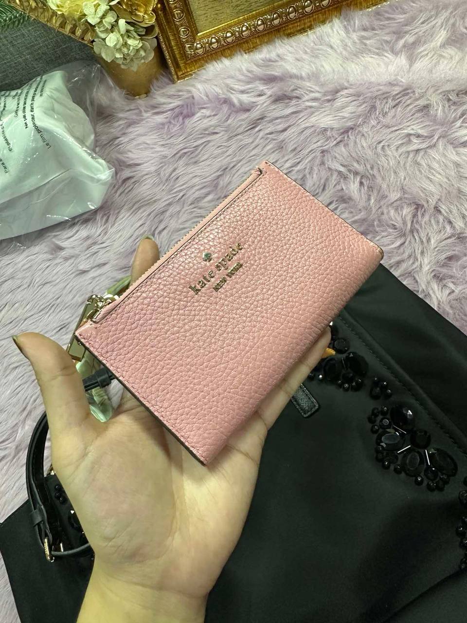 ORIG Preloved Kate Spade KS Leila Small Slim Bifold Wallet Pink