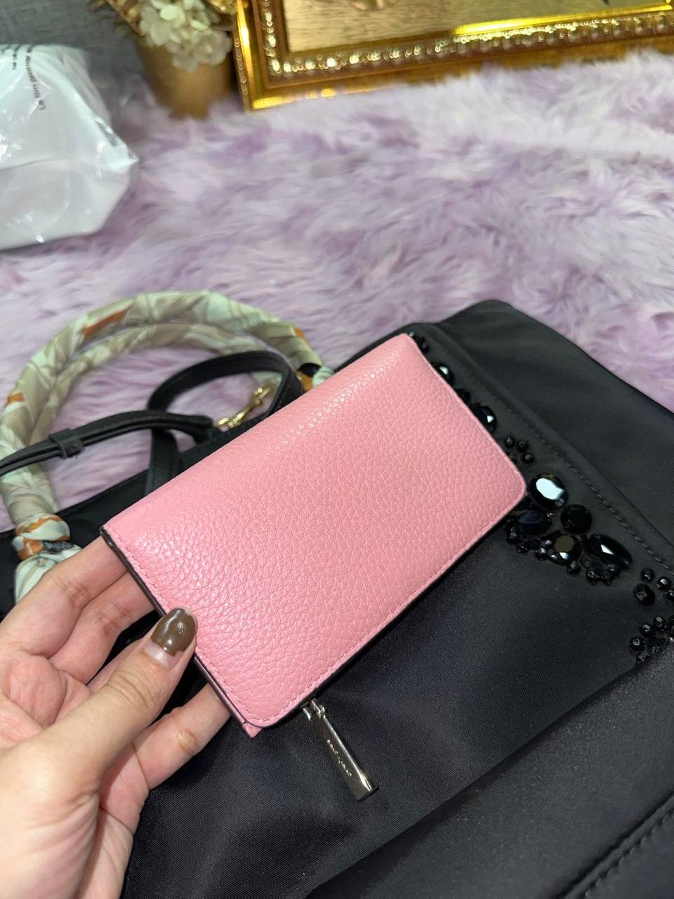 ORIG Preloved Kate Spade KS Leila Small Slim Bifold Wallet Pink