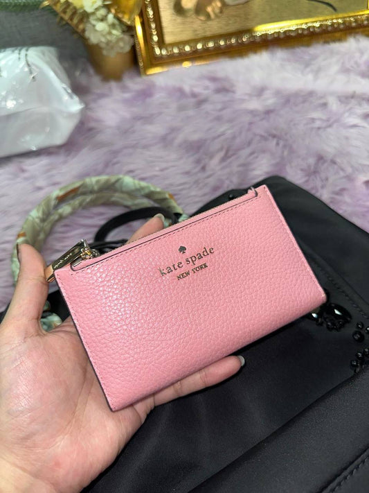 ORIG Preloved Kate Spade KS Leila Small Slim Bifold Wallet Pink