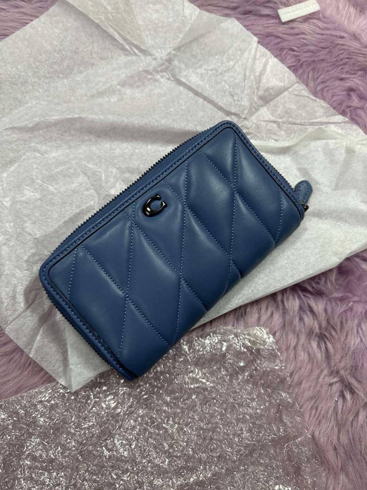 ORIG & IMPORTED Coach Accordion Zip Long Quilted Wallet Blue