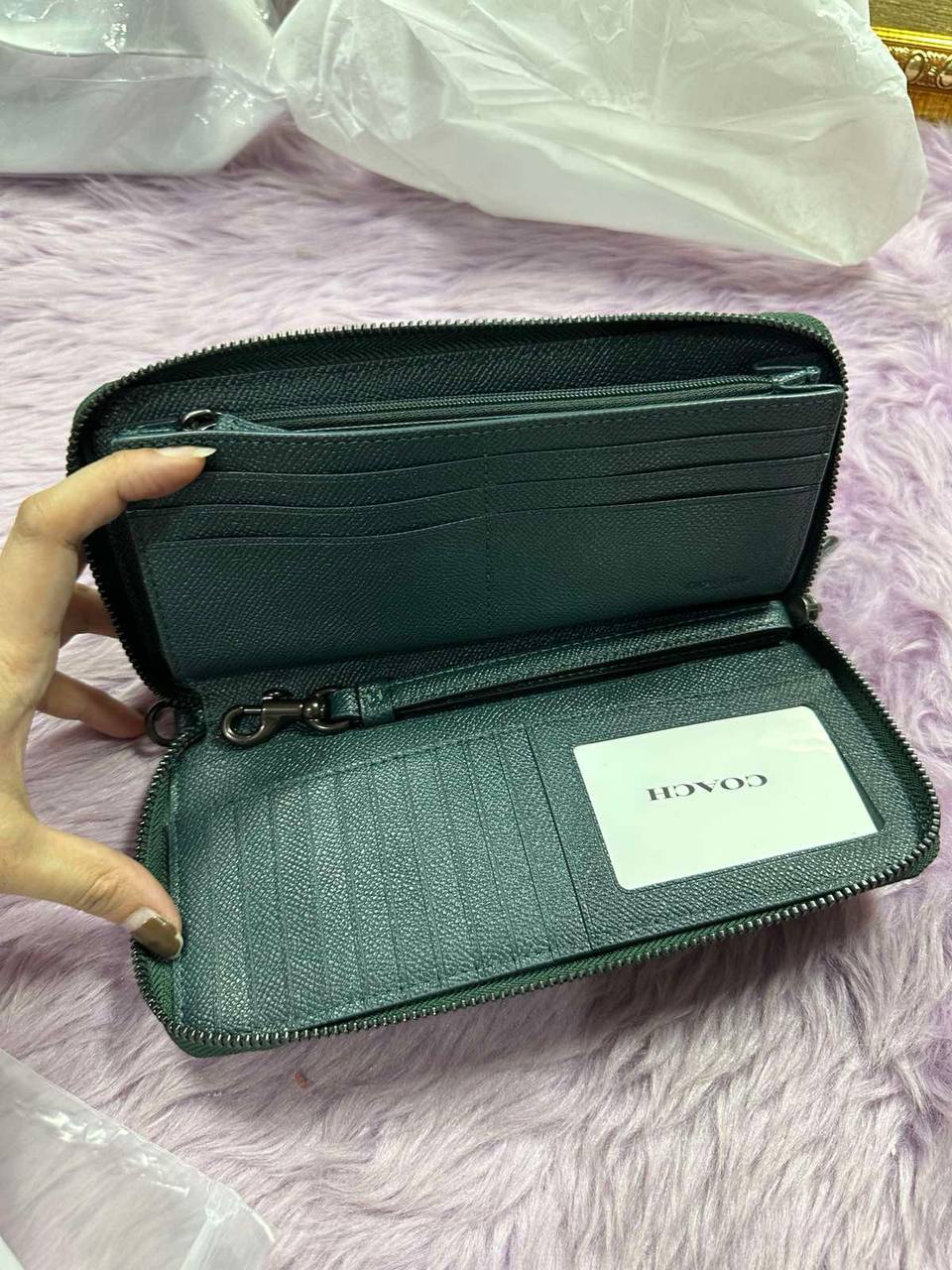 ORIG & IMPORTED Coach Continental Long Blue Green Wallet Wristlet