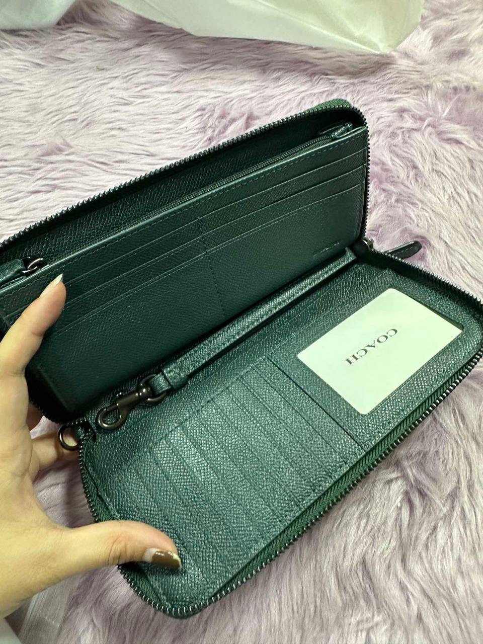 ORIG & IMPORTED Coach Continental Long Blue Green Wallet Wristlet