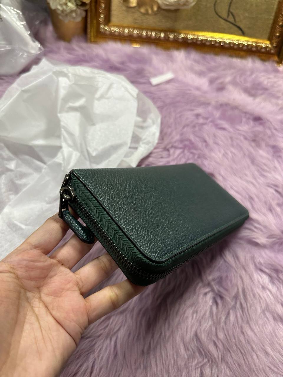 ORIG & IMPORTED Coach Continental Long Blue Green Wallet Wristlet