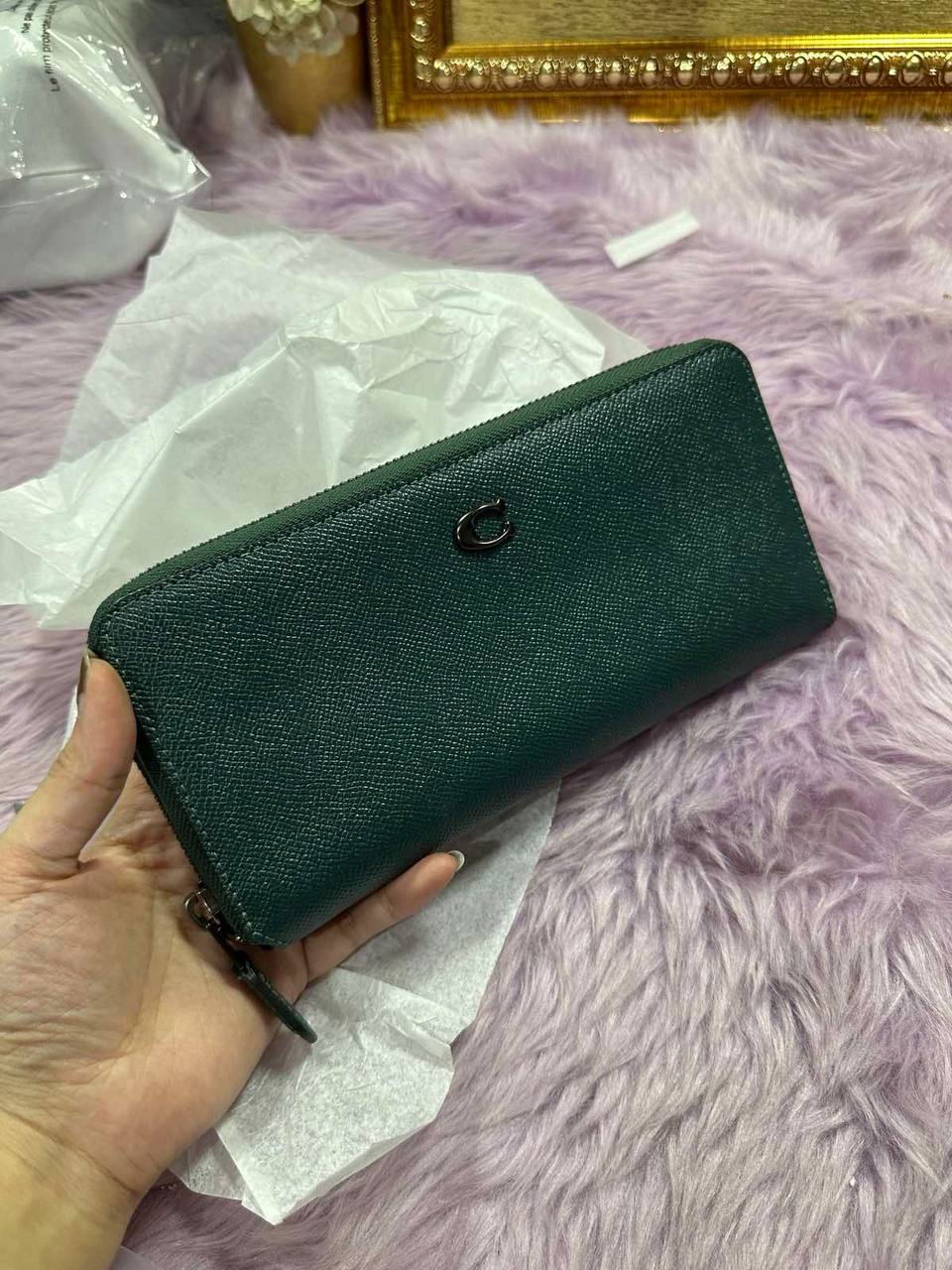ORIG & IMPORTED Coach Continental Long Blue Green Wallet Wristlet