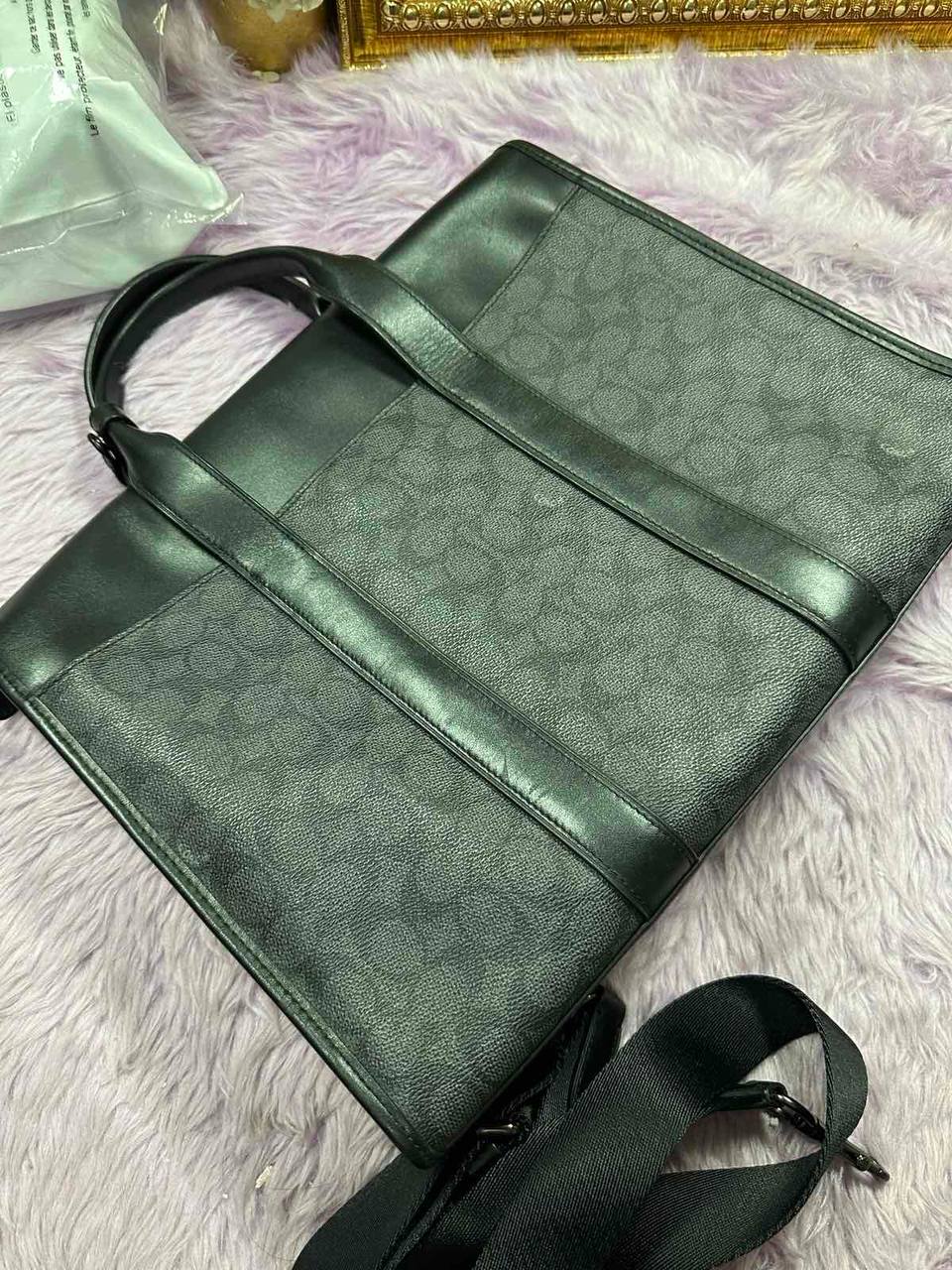 ORIG Preloved Retail Coach Gotham Portfolio Bag In Signature Canvas Men Laptop Black Bag