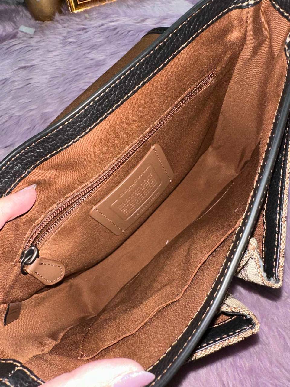 ORIG Preloved Coach Sprint Messenger Men Brown Bag In Signature Jacquard