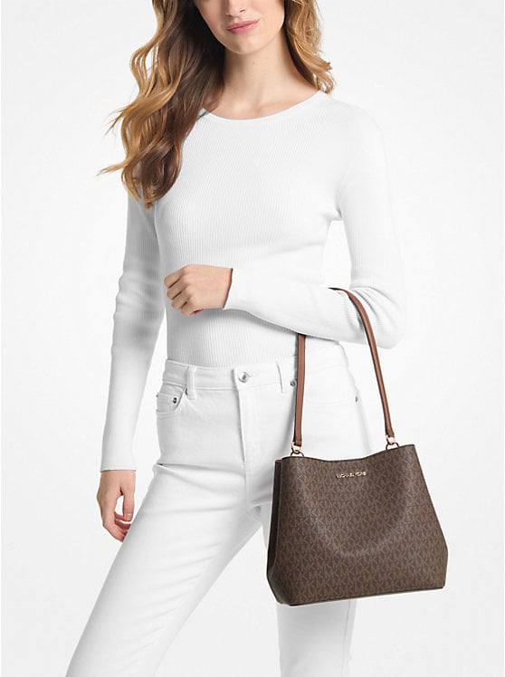 ORIG & IMPORTED Michael Kors Pratt Medium Signature Logo Shoulder Bag