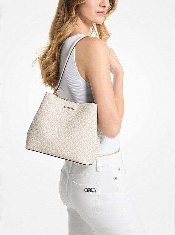 ORIG & IMPORTED Michael Kors Pratt Medium Signature Logo Shoulder Bag