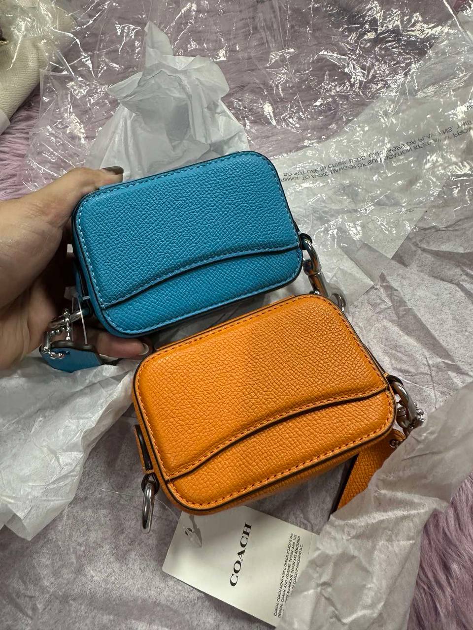ORIG & IMPORTED Coach Crossbody Pouch Micro Bag Pink / Blue / Orange