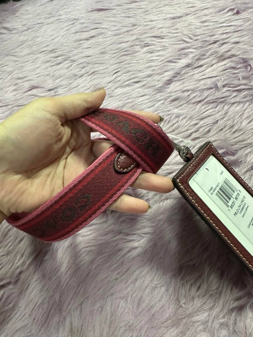 ORIG & IMPORTED Coach Leather ID Lanyard Wine Maroon