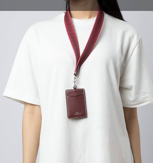 ORIG & IMPORTED Coach Leather ID Lanyard Wine Maroon