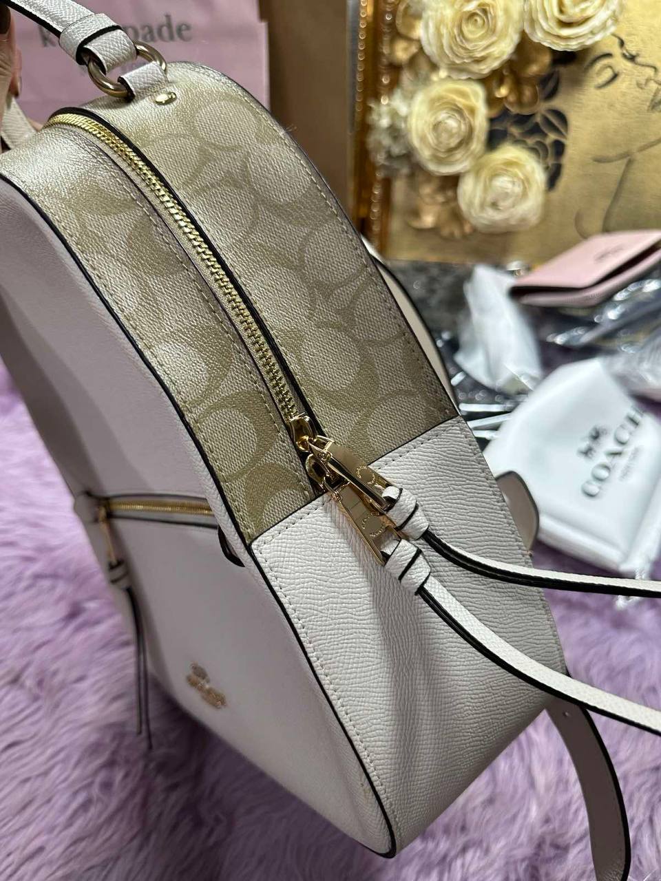 ORIG Preloved Coach Jordyn Leather Backpack White Bag