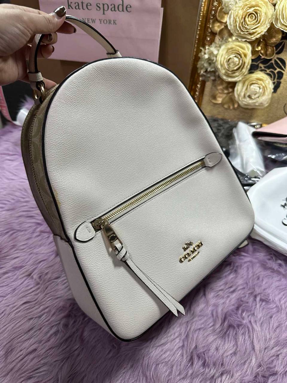 ORIG Preloved Coach Jordyn Leather Backpack White Bag