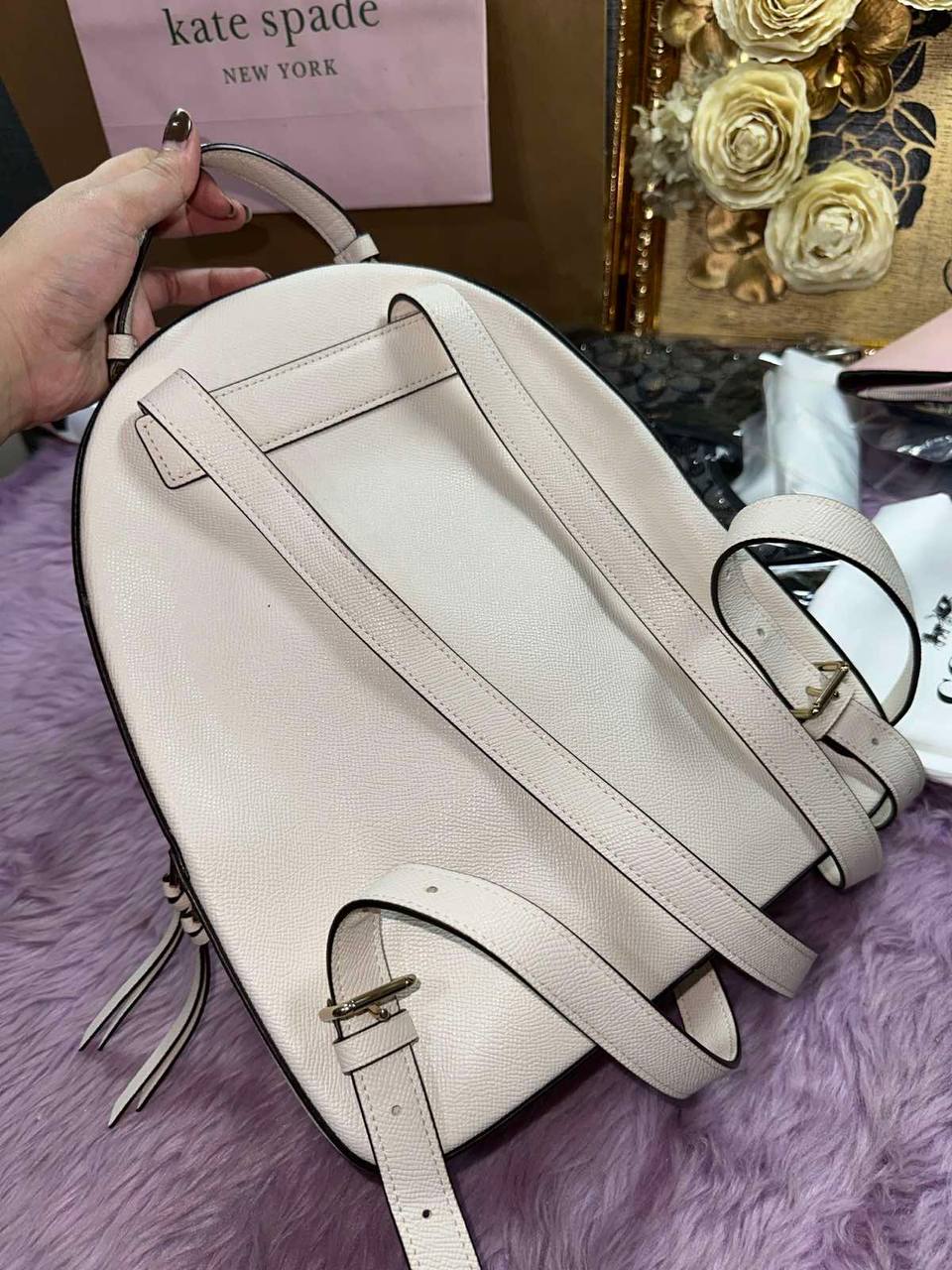 ORIG Preloved Coach Jordyn Leather Backpack White Bag