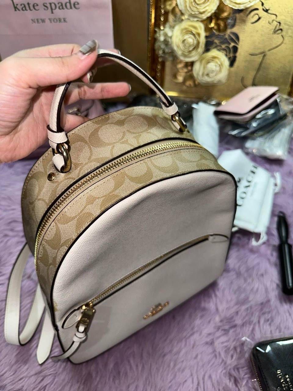 ORIG Preloved Coach Jordyn Leather Backpack White Bag