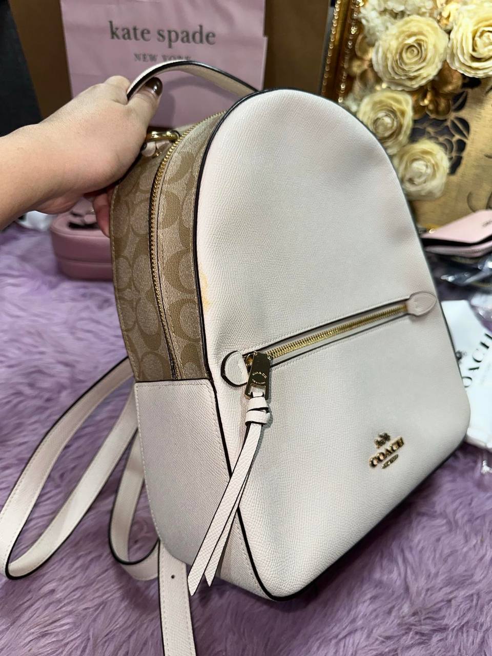 ORIG Preloved Coach Jordyn Leather Backpack White Bag