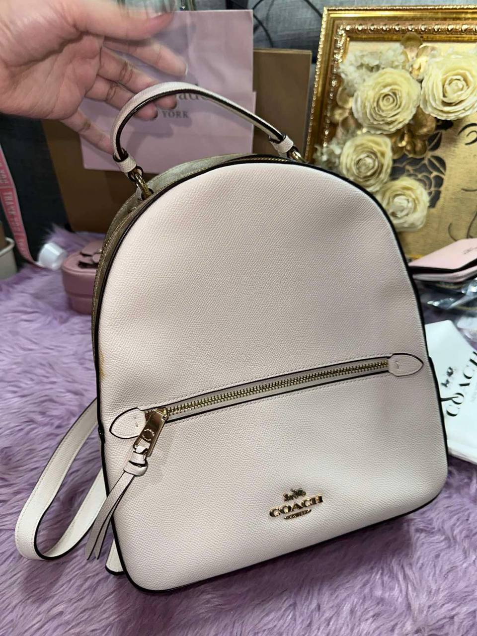 ORIG Preloved Coach Jordyn Leather Backpack White Bag