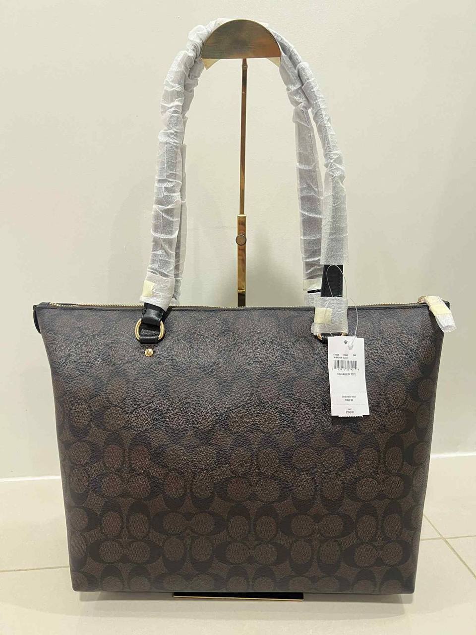 ORIG & IMPORTED Coach Gallery Tote Large Bag In Signature Canvas Brown/Black