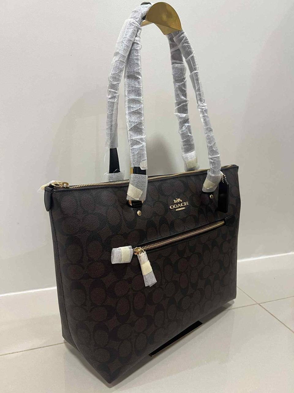 ORIG & IMPORTED Coach Gallery Tote Large Bag In Signature Canvas Brown/Black