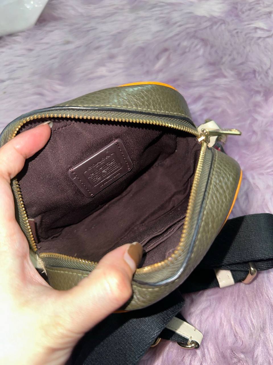 ORIG Preloved Coach Mini Micro Dempsey Camera Bag In Signature Jacquard