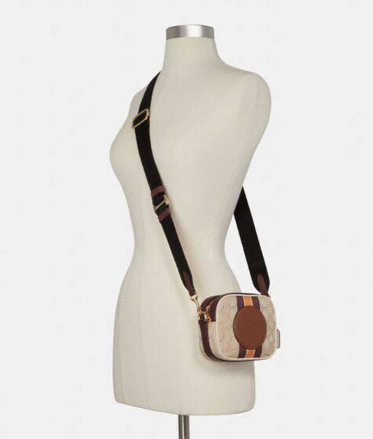 ORIG Preloved Coach Mini Micro Dempsey Camera Bag In Signature Jacquard