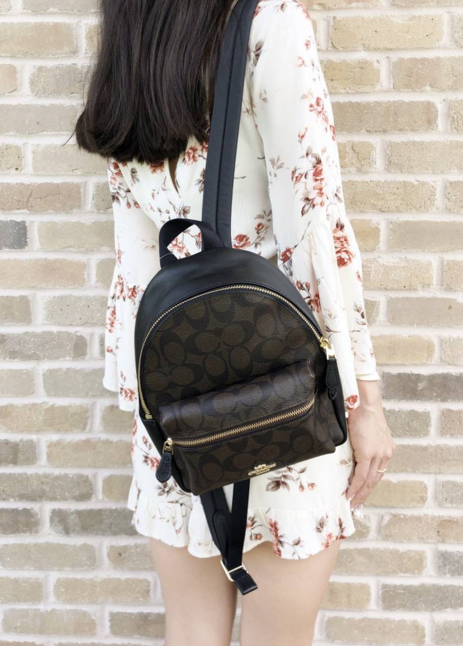 ORIG Preloved Coach Mini Charlie Backpack With Leopard Print Brown Small Bag