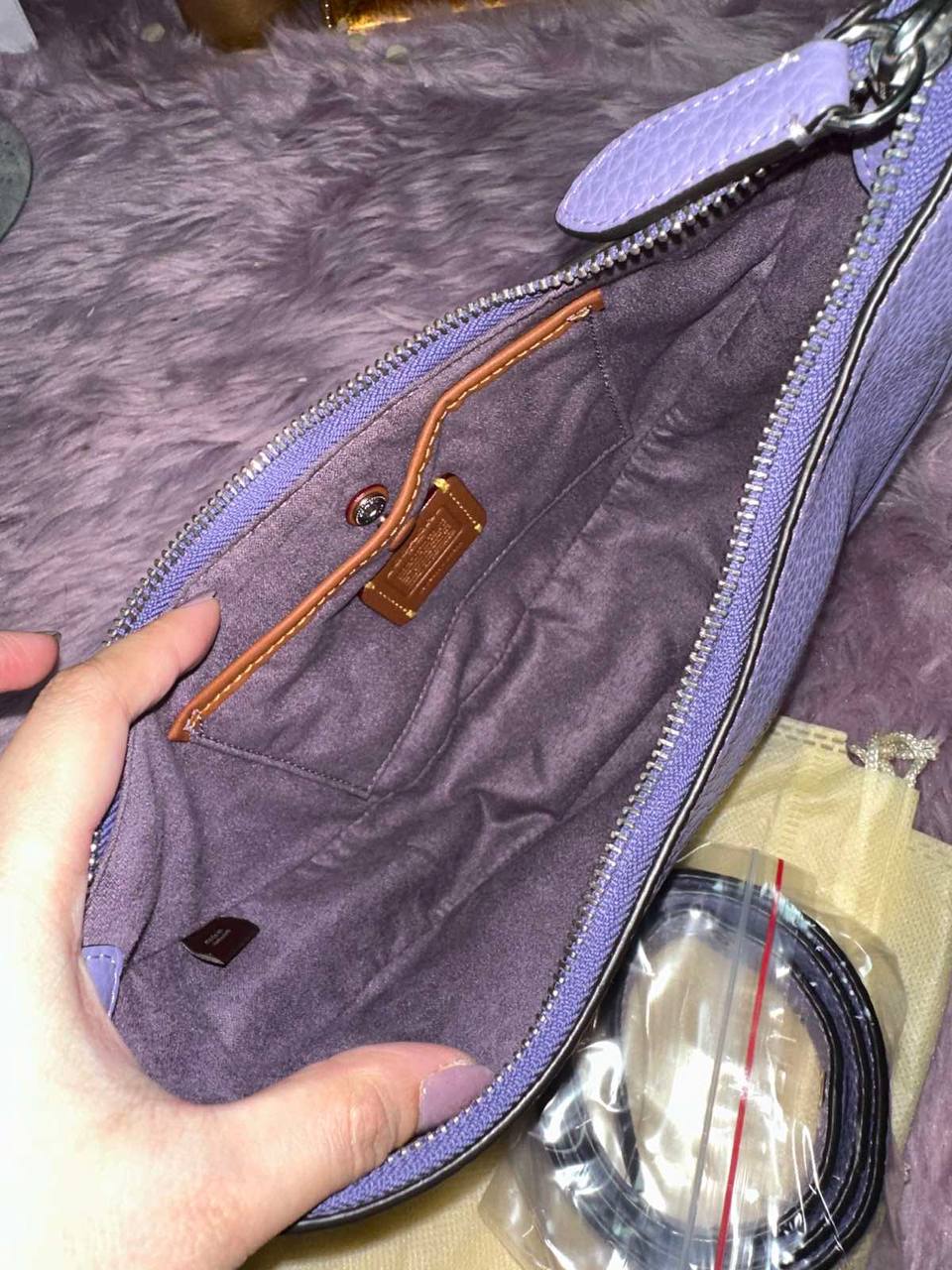 ORIG Preloved Coach Retail Luna Shoulder Bag In LIGHT VIOLET