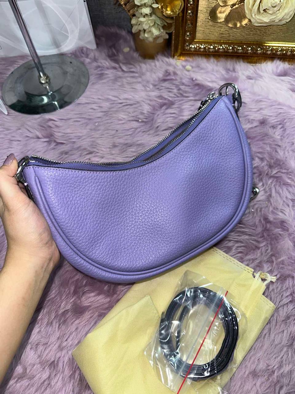 ORIG Preloved Coach Retail Luna Shoulder Bag In LIGHT VIOLET