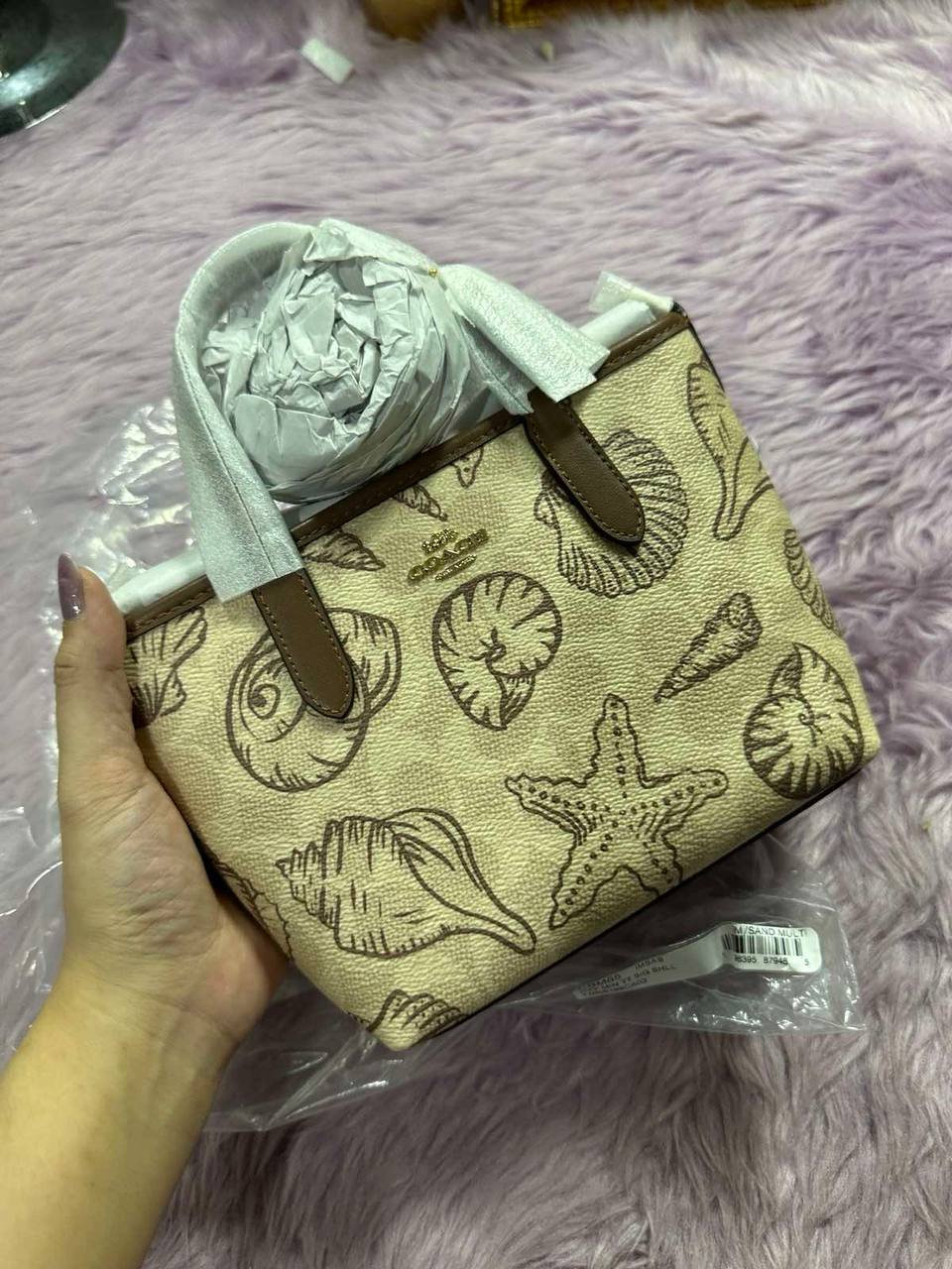 ORIG & IMPORTED Coach City Mini Tote Small Brown Bag With Shell Print