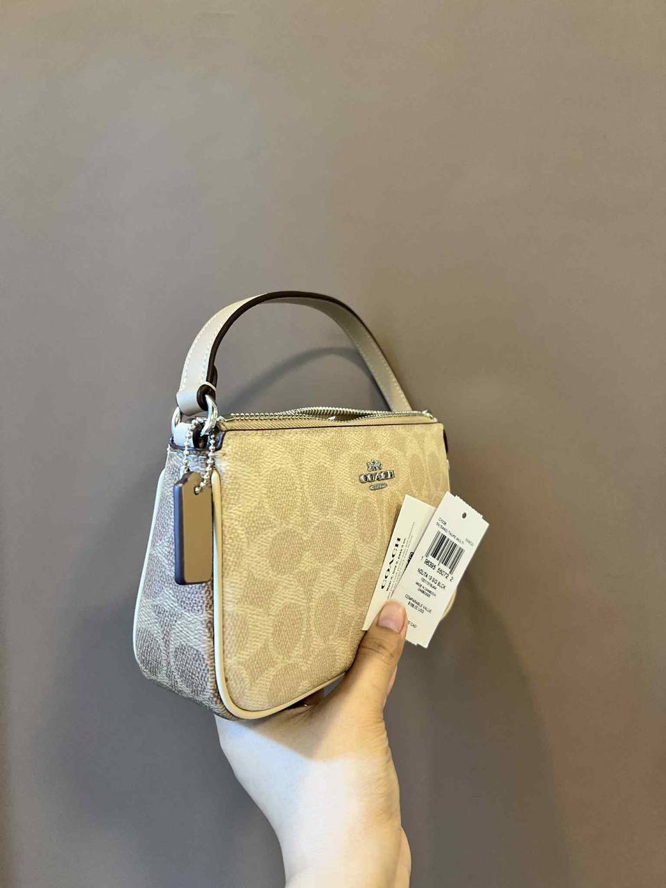 ORIG & IMPORTED Coach Nolita 19 In Signature Canvas Sand/Taupe Small Kilikili Bag