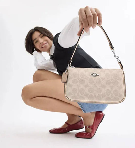 ORIG & IMPORTED Coach Nolita 19 In Signature Canvas Sand/Taupe Small Kilikili Bag