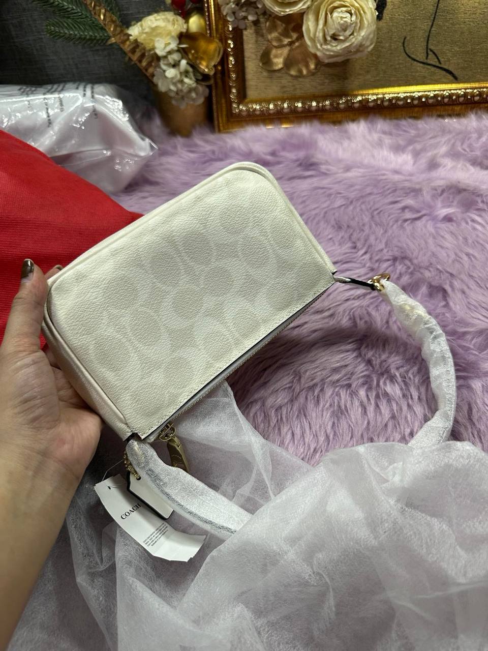 ORIG & IMPORTED Coach Nolita 19 In Signature Canvas Glacier White Small Kilikili Bag